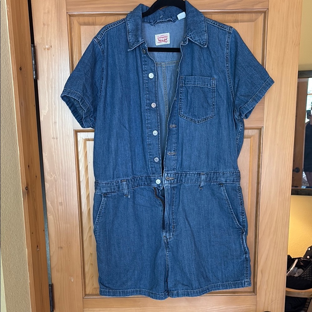 Levi’s Denim Romper Size XL | Button Front Short Sleeve